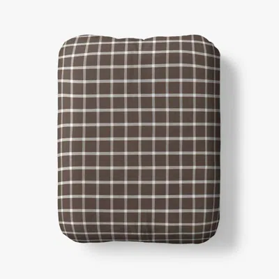The Company Store Classic Stripes And Plaids Cool Yarn-dyed Cotton Percale Fitted Bed Sheet In Windowpane Brown