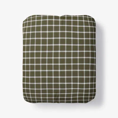 The Company Store Classic Stripes And Plaids Cool Yarn-dyed Cotton Percale Fitted Bed Sheet In Windowpane Green