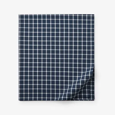 The Company Store Classic Stripes And Plaids Cool Yarn-dyed Cotton Percale Flat Bed Sheet In Blue