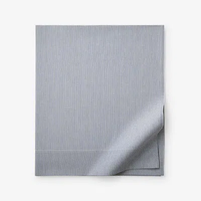 The Company Store Classic Stripes And Plaids Cool Yarn-dyed Cotton Percale Flat Bed Sheet In Stripe White/blue