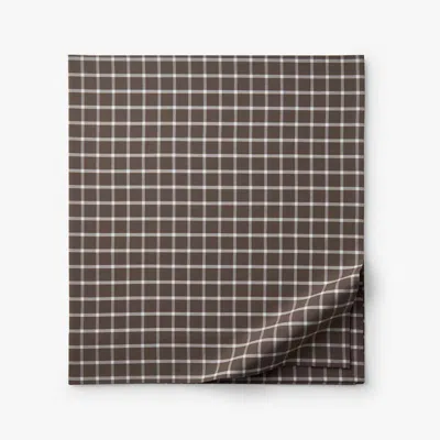 The Company Store Classic Stripes And Plaids Cool Yarn-dyed Cotton Percale Flat Bed Sheet In Windowpane Brown