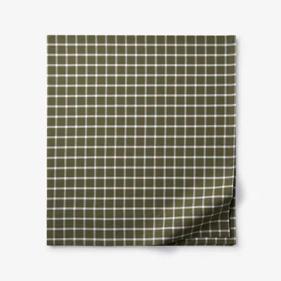 The Company Store Classic Stripes And Plaids Cool Yarn-dyed Cotton Percale Flat Bed Sheet In Windowpane Green