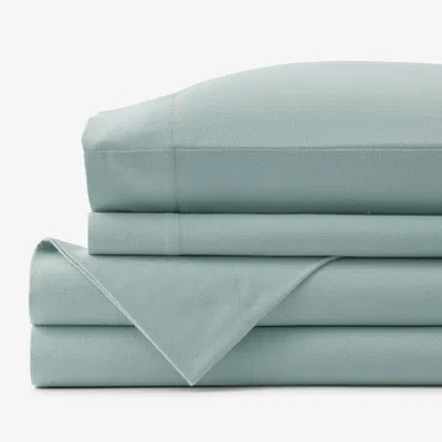The Company Store Classic Ultra-cozy Cotton Velvet Cotton Flannel Bed Sheet Set In Blue/green/teal