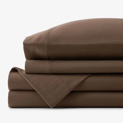 The Company Store Classic Ultra-cozy Cotton Velvet Cotton Flannel Bed Sheet Set In Brown