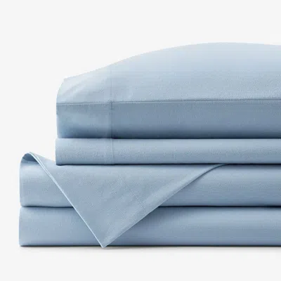 The Company Store Classic Ultra-cozy Cotton Velvet Cotton Flannel Bed Sheet Set In Powder Blue