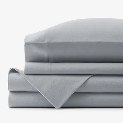 The Company Store Classic Ultra-cozy Cotton Velvet Cotton Flannel Bed Sheet Set In Slate Gray