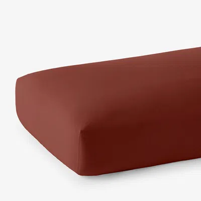 The Company Store Classic Ultra-cozy Cotton Velvet Cotton Flannel Fitted Bed Sheet In Orange/coral/red