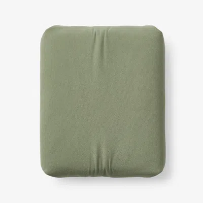 The Company Store Classic Ultra-cozy Cotton Velvet Cotton Flannel Fitted Bed Sheet In Willow Green