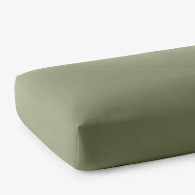 The Company Store Classic Ultra-cozy Cotton Velvet Cotton Flannel Fitted Bed Sheet In Willow Green