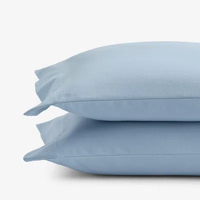 The Company Store Classic Ultra-cozy Cotton Velvet Cotton Flannel Pillowcase Set In Powder Blue