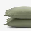 The Company Store Classic Ultra-cozy Cotton Velvet Cotton Flannel Pillowcase Set In Willow Green
