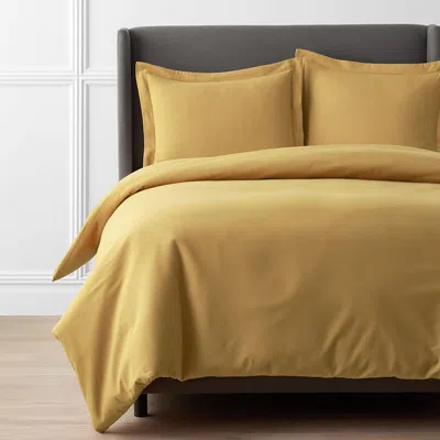 The Company Store Classic Ultra-cozy Cotton Velvet Cotton Flannel Solid Duvet Cover In Yellow