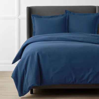 The Company Store Classic Ultra-cozy Cotton Velvet Cotton Flannel Solid Duvet Cover In Slate Blue