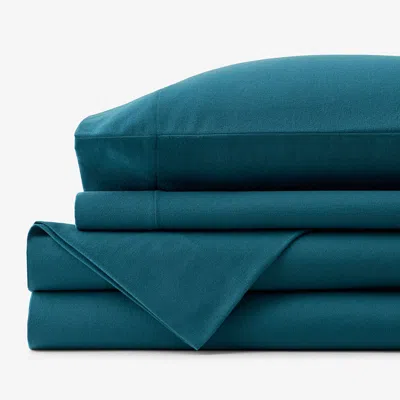 The Company Store Classic Ultra-cozy Cotton Flannel Bed Sheet Set In Teal/turquoise Blue