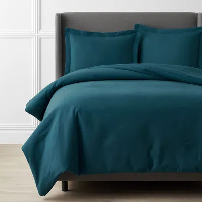 The Company Store Classic Ultra-cozy Cotton Flannel Solid Duvet Cover In Teal/turquoise Blue