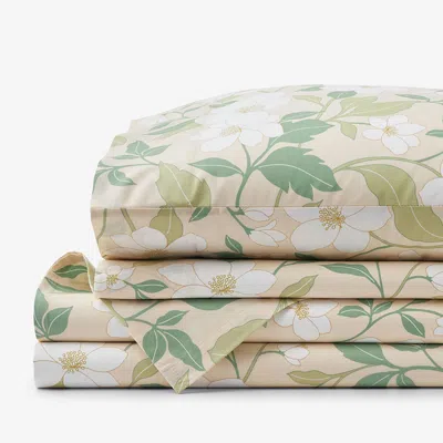 The Company Store Clemencia Classic Cool Cotton Percale Bed Sheet Set In Green/orange/coral