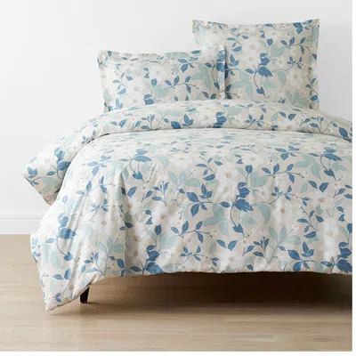 The Company Store Clemencia Classic Cool Cotton Percale Duvet Cover In Blue/teal/turquoise