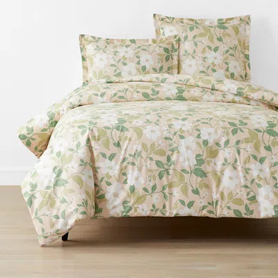 The Company Store Clemencia Classic Cool Cotton Percale Duvet Cover In Green/orange/coral