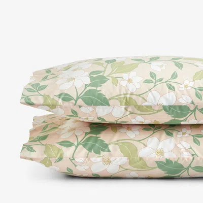 The Company Store Clemencia Classic Cool Cotton Percale Pillowcase Set In Green/orange/coral