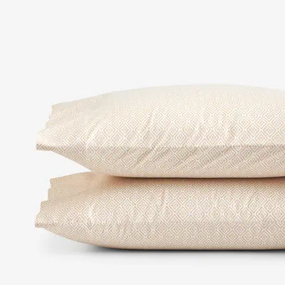 The Company Store Clemencia Classic Cool Cotton Percale Pillowcase Set In Orange/coral