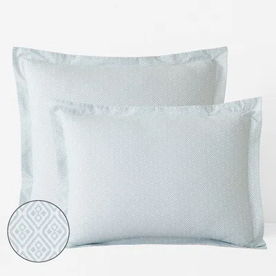 The Company Store Clemencia Classic Cool Cotton Percale Sham In Geo Pale Blue