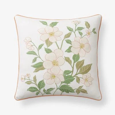 The Company Store Clemencia Decorative Square Pillow Cover In Green/ivory/pink