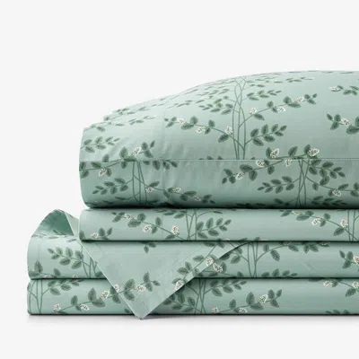 The Company Store Climbing Vines Classic Cool Cotton Percale Bed Sheet Set In Sage Green