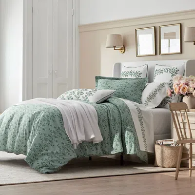 The Company Store Climbing Vines Classic Cool Cotton Percale Duvet Cover In Sage Green