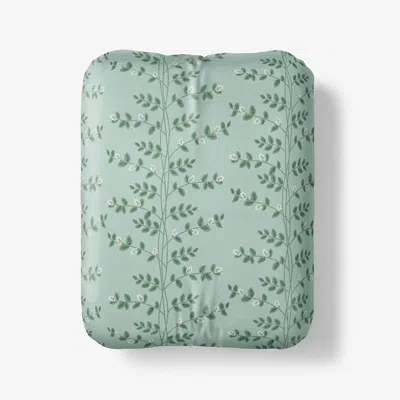 The Company Store Climbing Vines Classic Cool Cotton Percale Fitted Bed Sheet In Sage Green