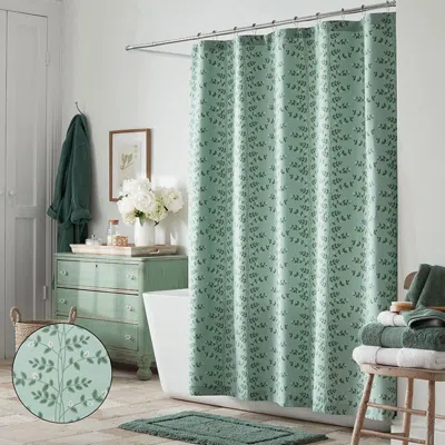 The Company Store Climbing Vines Classic Cool Cotton Percale Shower Curtain In Sage Green