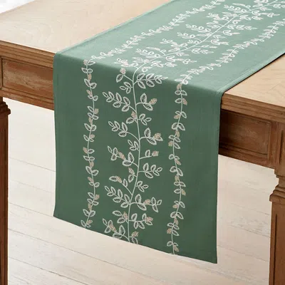 The Company Store Climbing Vines Table Runner In Green