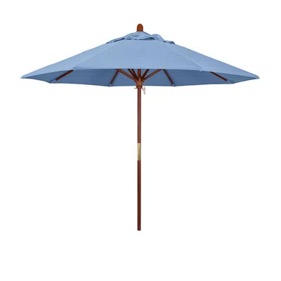 The Company Store Commercial Grade Umbrella With Hardwood Frame In Blue/light Blue