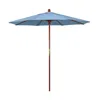 The Company Store Commercial Grade Umbrella With Hardwood Frame In Blue/light Blue