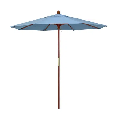 The Company Store Commercial Grade Umbrella With Hardwood Frame In Blue/light Blue