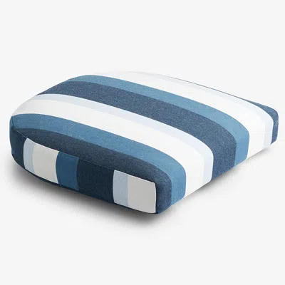 The Company Store Contour Chair Cushion In Blue/ivory