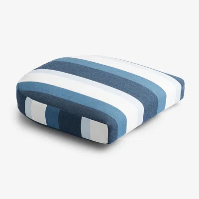 The Company Store Contour Chair Cushion In Blue/ivory