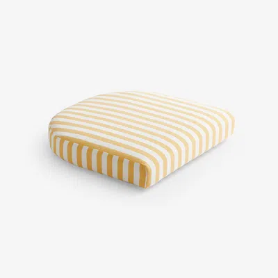 The Company Store Contour Chair Cushion In White/yellow