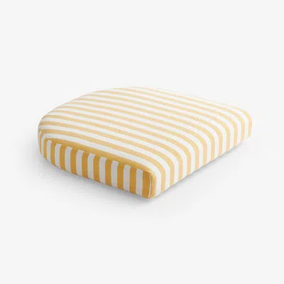 The Company Store Contour Chair Cushion In White/yellow