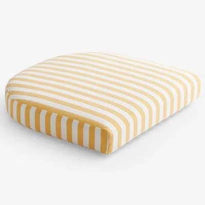 The Company Store Contour Chair Cushion In White/yellow