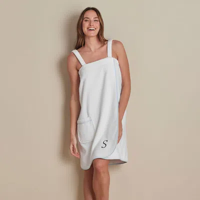 The Company Store Contrast Piping Women's Shower Wrap In Blue/white