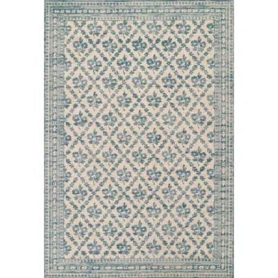 The Company Store Cottage Floral Wool Blend Rug In Blue