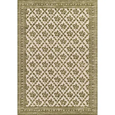 The Company Store Cottage Floral Wool Blend Rug In Green