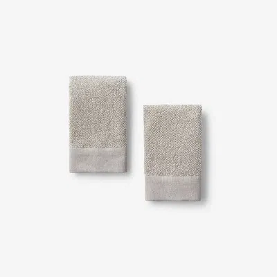 The Company Store Cotton And Linen Mélange Washcloths, Set Of 2 In Beige