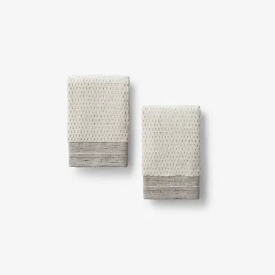 The Company Store Cotton And Linen Texture Washcloths, Set Of 2 In Beige