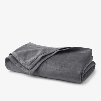 The Company Store Cotton Fleece Blanket In Gray Flannel