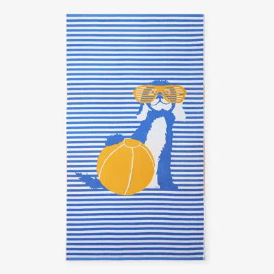 The Company Store Cotton Terry Beach Towel In Blue/orange/coral