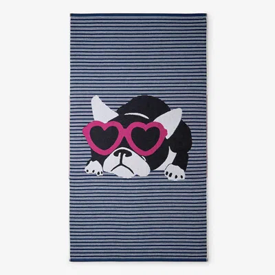 The Company Store Cotton Terry Beach Towel In Blue/white