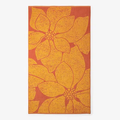 The Company Store Cotton Terry Beach Towel In Orange/coral/yellow