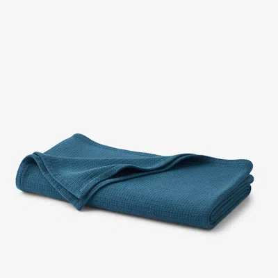 The Company Store Cotton Weave Blanket In Blue/teal/turquoise