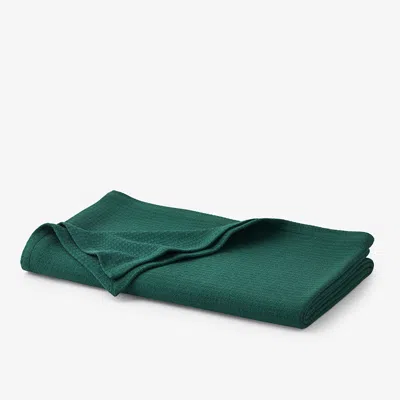 The Company Store Cotton Weave Blanket In Dark Green